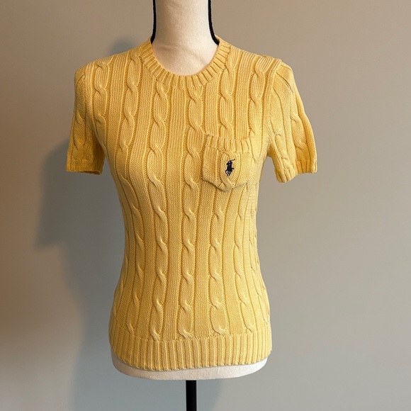 Ralph Lauren Tops - Ralph Lauren Yellow Cable Knit Short Sleeve Tee